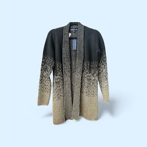 ADRIENNE VITTDINI Black & Gold Holiday Special Ocassions Open Cardigan BNWT